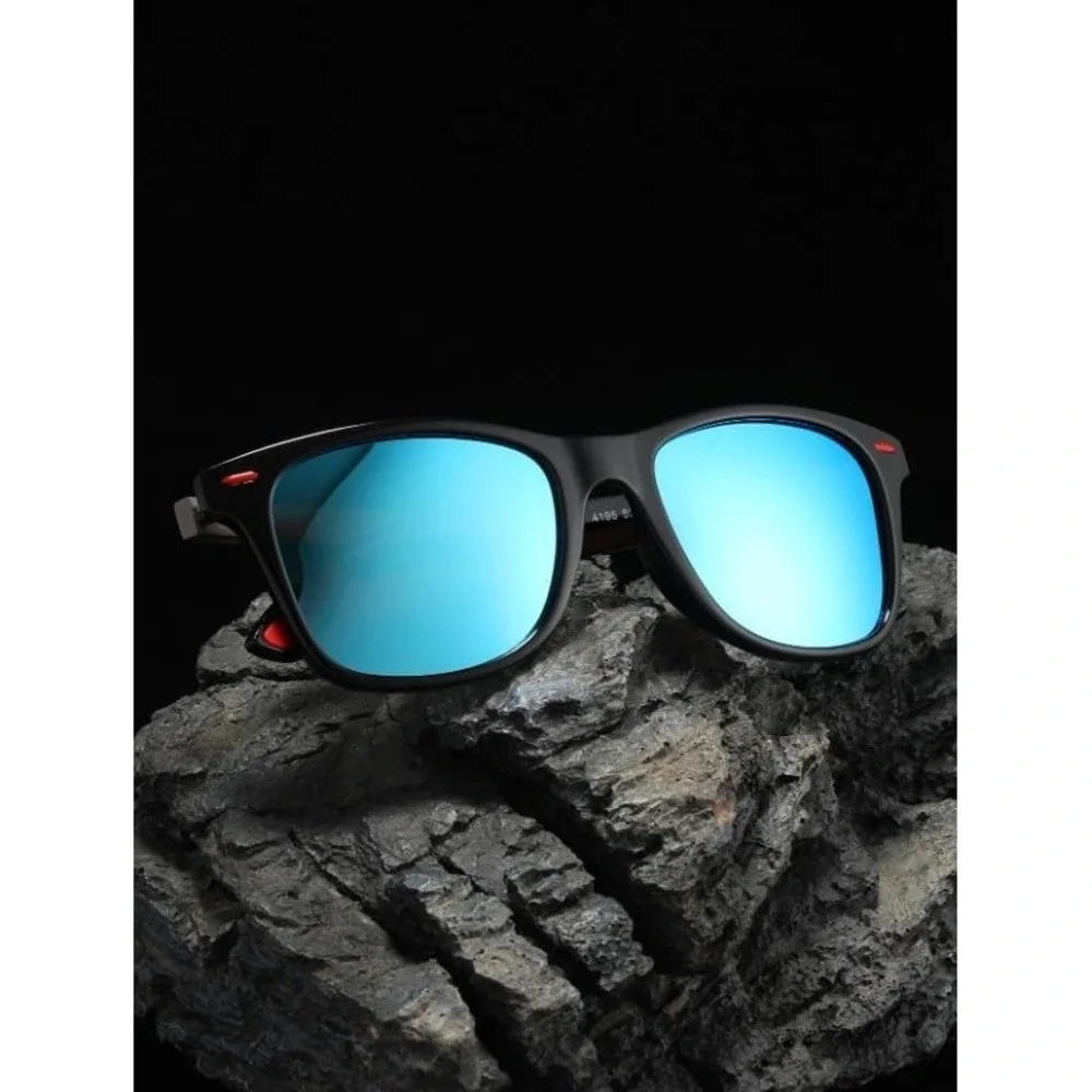 Polarized Sunglasses For Women Black Frame Blue Mirror Lenses UV‎ Sun Protection